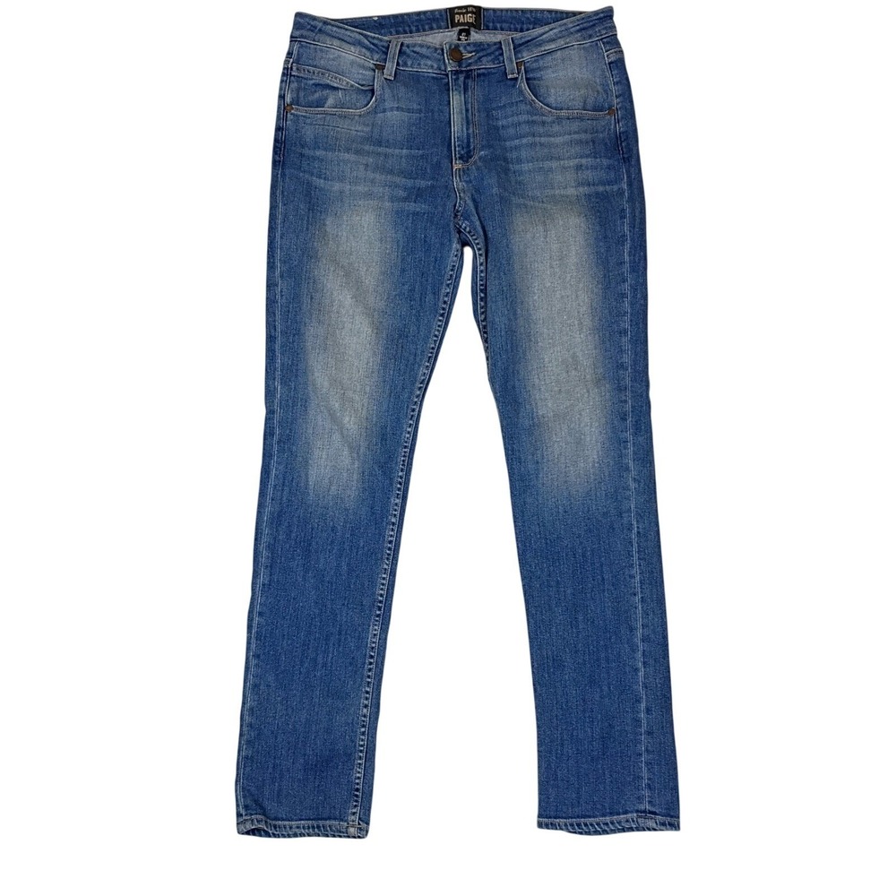 PAIGE Rosie HW Straight Leg Jeans Medium Wash Blue Denim Size 27 Made in USA